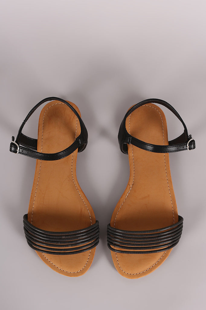 Bamboo Strappy Open Toe Flat Sandal