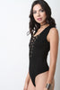 Deep V Lace Up Sleeveless Bodysuit