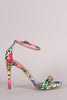 Floral Print Open Toe Stiletto Heel