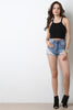 High Waisted Front Distress Denim Shorts