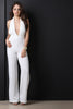 Contrast Lace Deep V Halter Jumpsuit