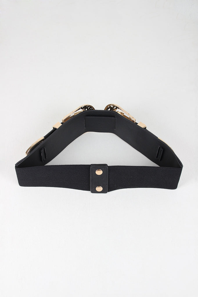 Double Buckle Etched Cutout Belt