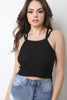 Sweater Knit Double Straps Cami Crop Top