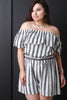 Striped Ruffle Off-The-Shoulder Romper