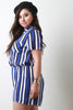 Chiffon Striped Button-Up Short Sleeve Romper